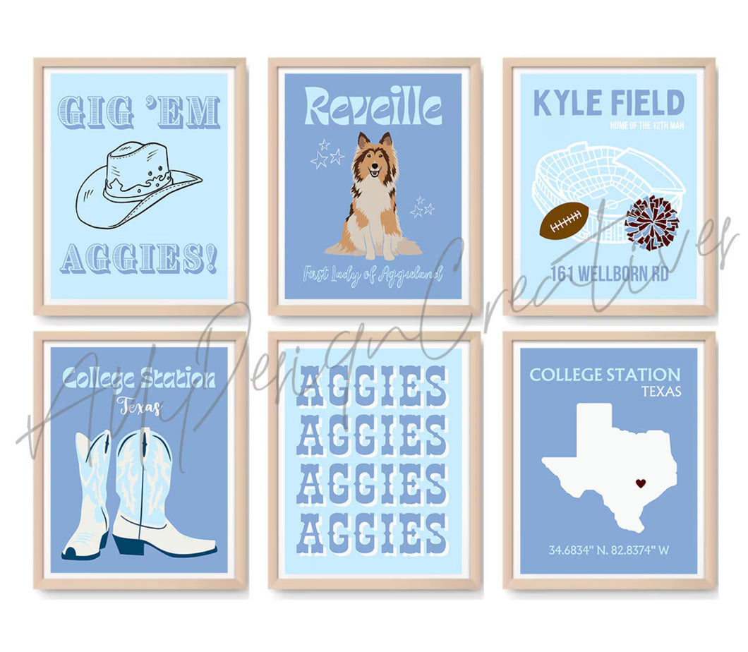 TAMU Digital Prints - Set of 6