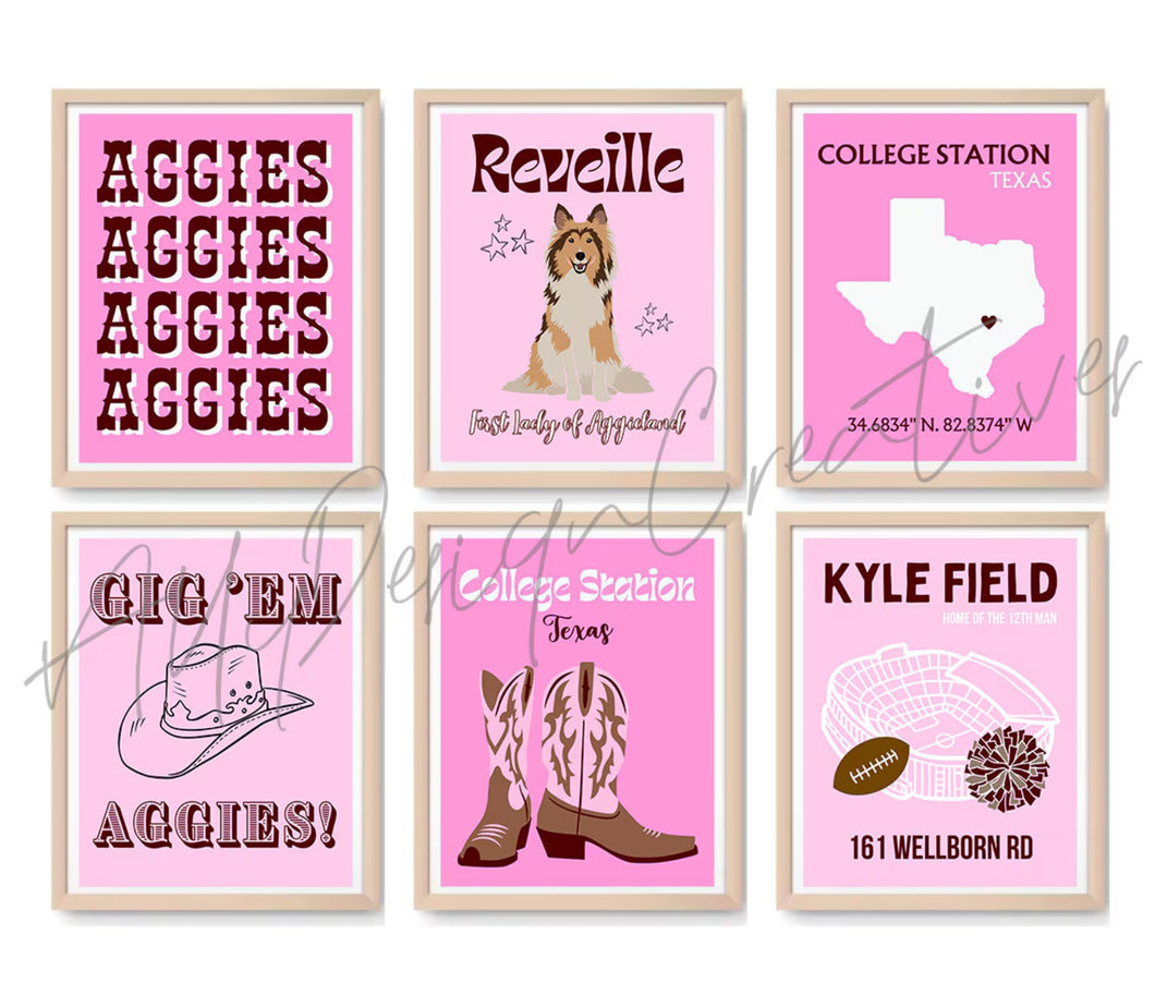 TAMU Digital Prints - Set of 6
