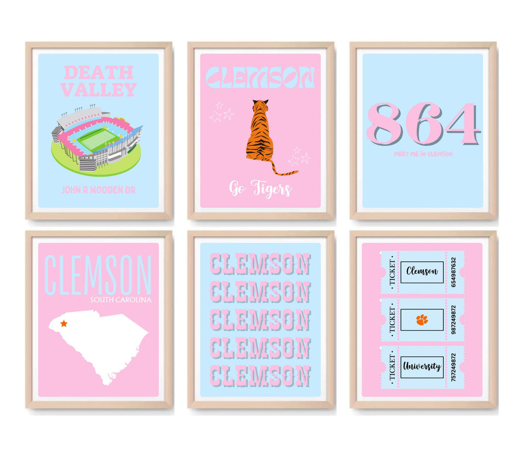 Clemson Digital Prints - Set of 6