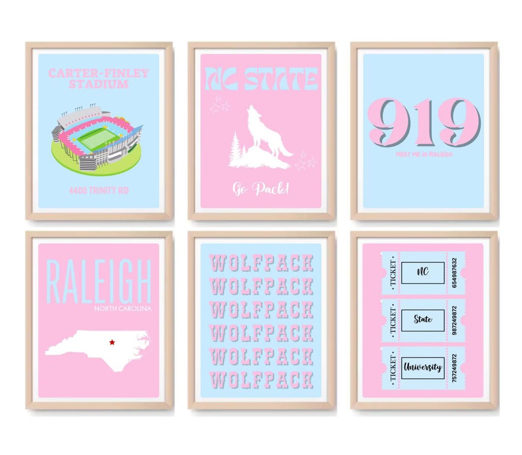 NC State Digital Prints - Set of 6