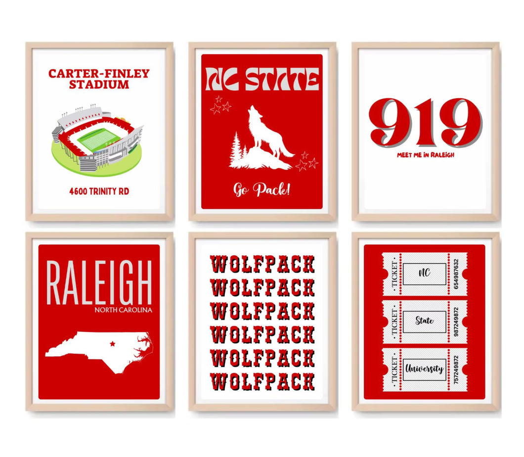 NC State Digital Prints - Set of 6