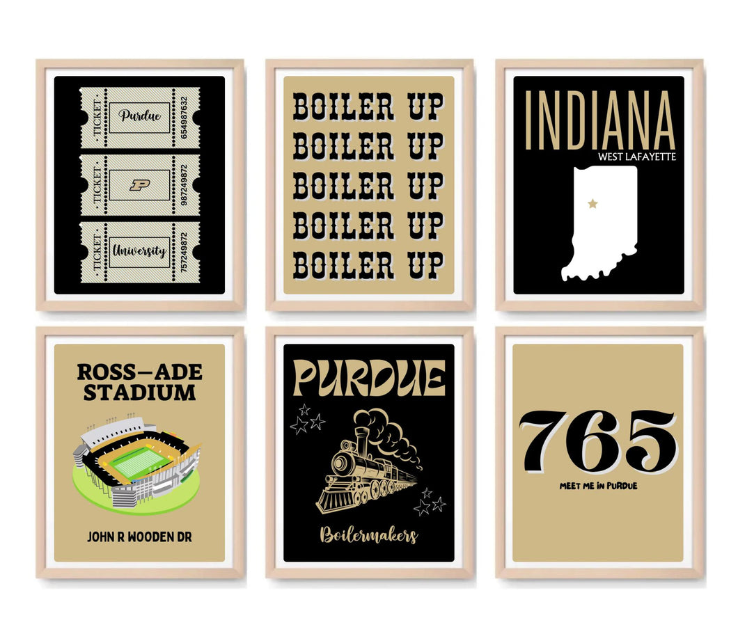 Purdue Digital Prints - Set of 6
