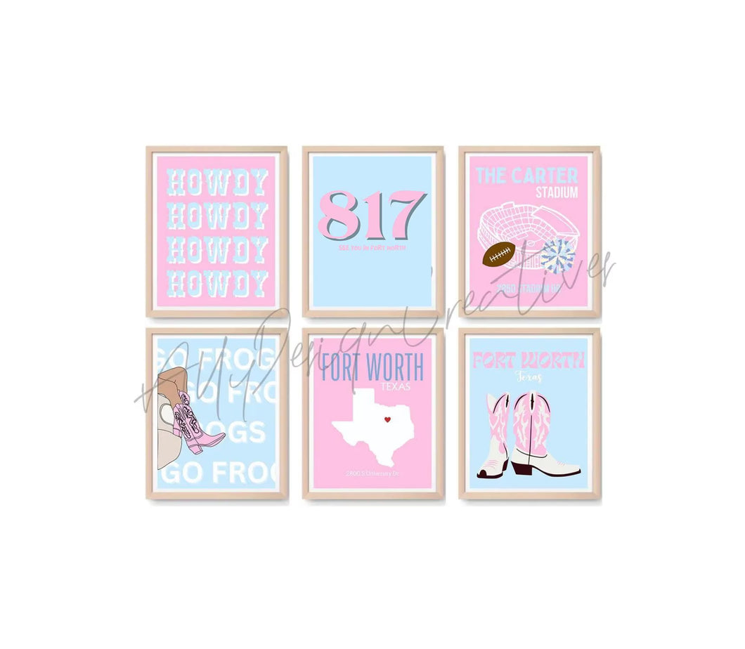 TCU Digital Prints - Set of 6