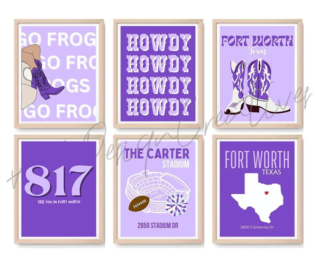 TCU Digital Prints - Set of 6