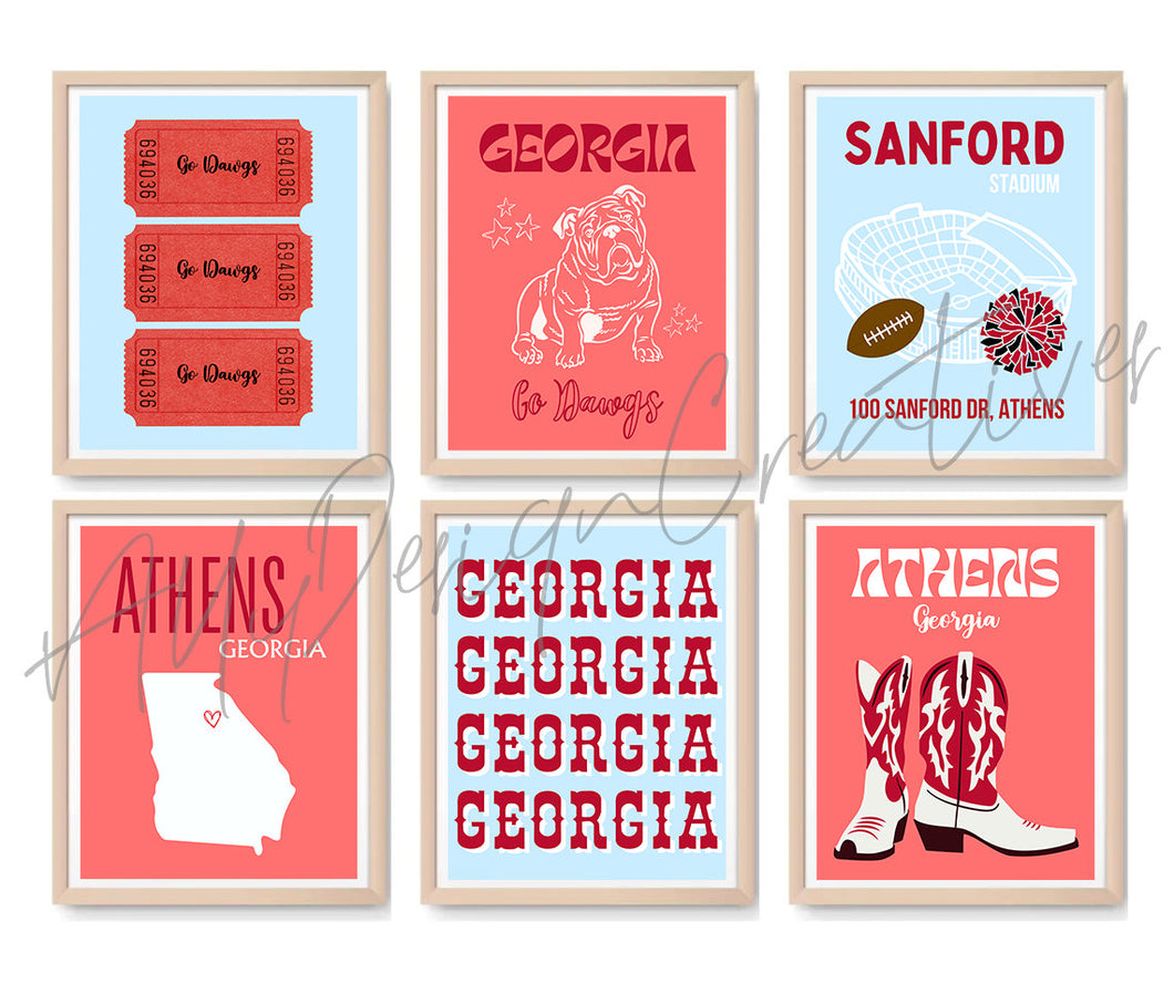UGA Digital Prints - Set of 6