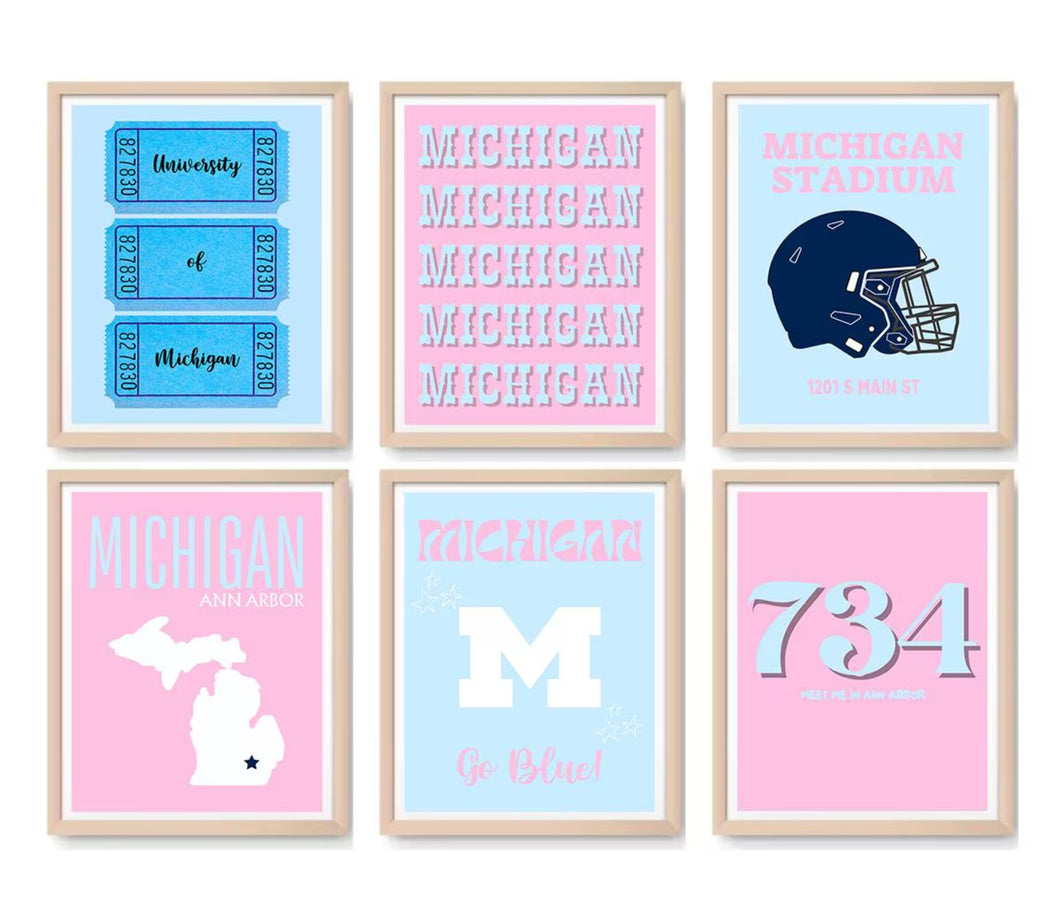 Michigan Digital Prints - Set of 6