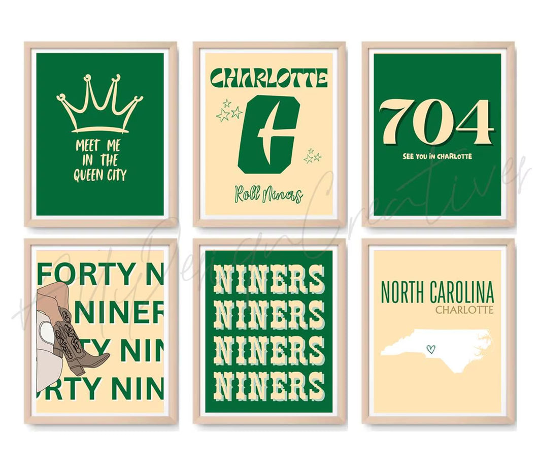 UNCC Digital Prints - Set of 6