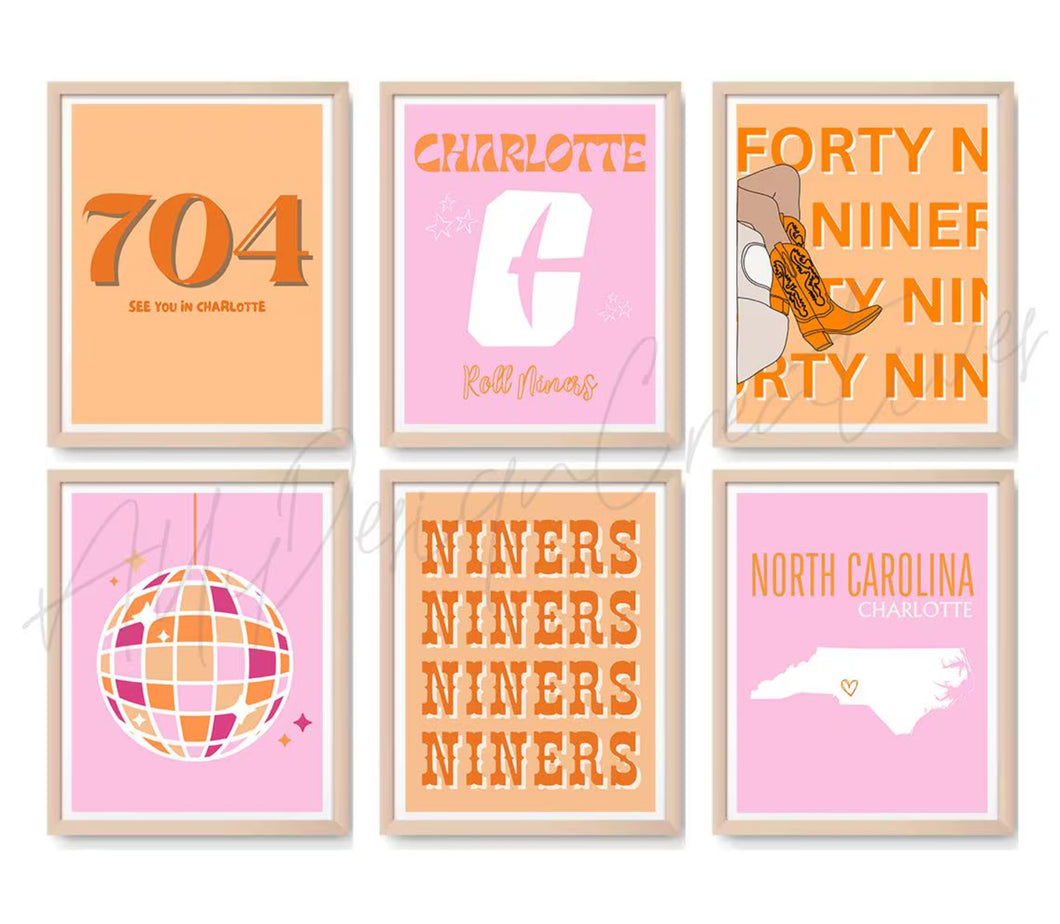 UNCC Digital Prints - Set of 6