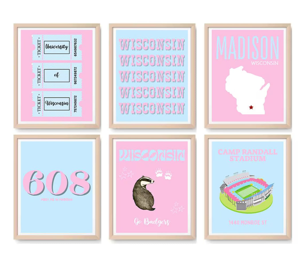 UW Madison Digital Prints - Set of 6