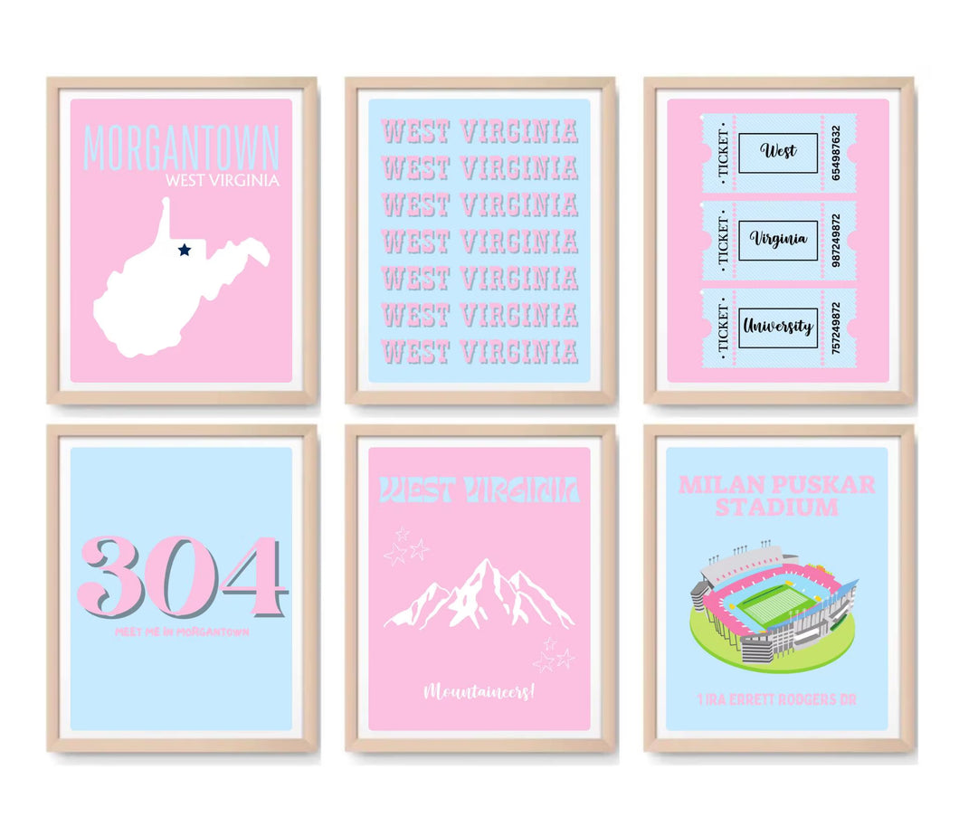 WVU Digital Prints - Set of 6